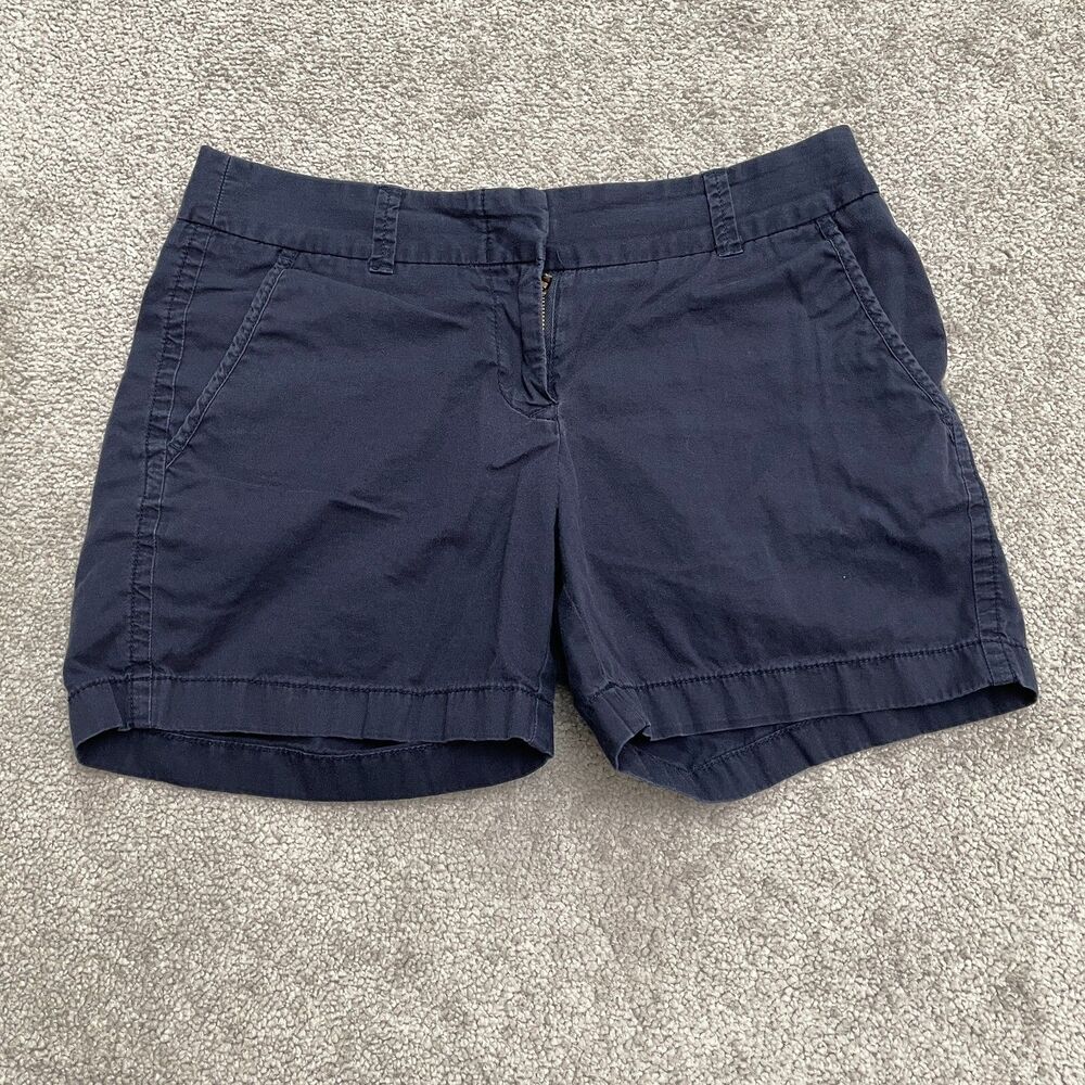 J.Crew Chino Broken-In Shorts Womens 2 Navy Blue Mid Rise Cotton Casual Outdoor